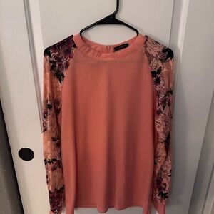 NWOT Miholl Pink Floral Sleeve Women Top